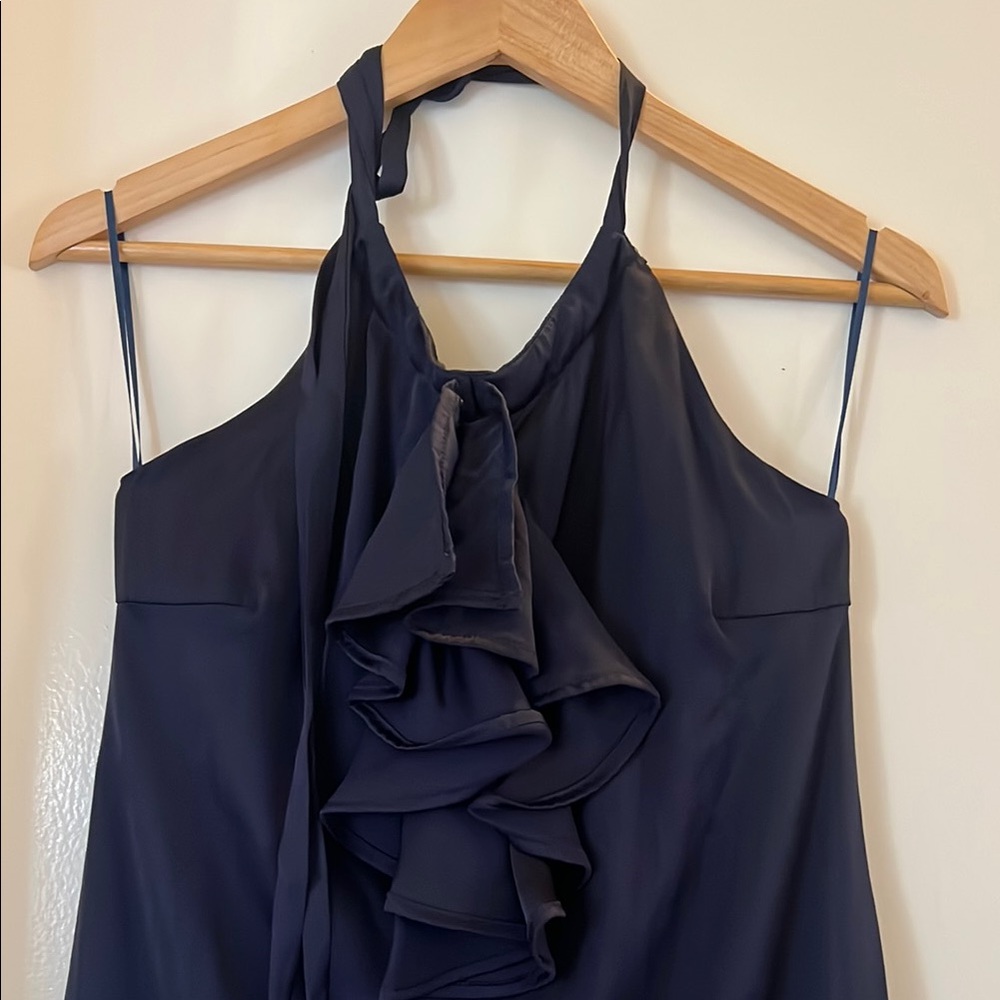 Elegant Navy Blue Halter Dress